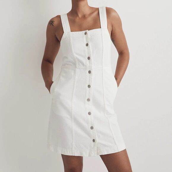 Madewell Dresses & Skirts - NWT Madewell Square-Neck Sleeveless Denim Mini Dress White 00